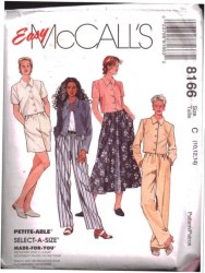8166 MCCALLS JACKET, BOXY CROP JACKET, PANTS, SHORTS, SKIRT PATTERN 4-8 UNCUT